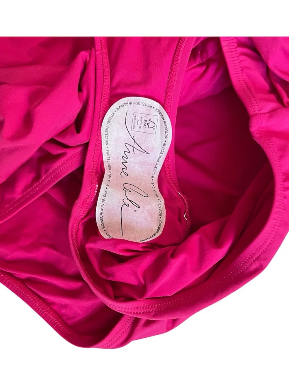 Anne Cole Pink Bandeau One Piece Swimsuit Ruched Tummy Control NWT Size 14